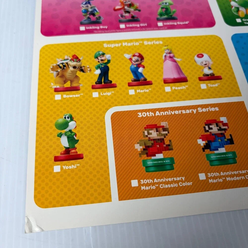 Nintendo Amiibo 2015 Collect Them All Poster Super Smash Bros Mario Series 11x17